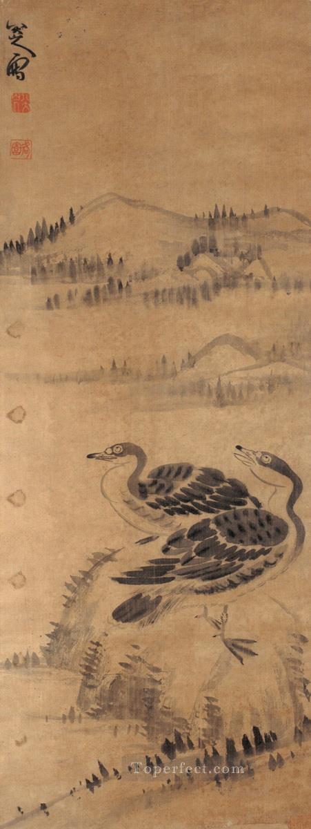two wild geese old China ink Oil Paintings